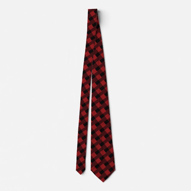 Black & Red Plaid Checked - Tie (Back)