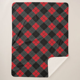 Black Red Plaid Sherpa Blanket