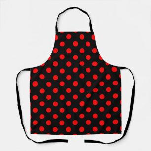 Black Red Polka Dots Design Apron