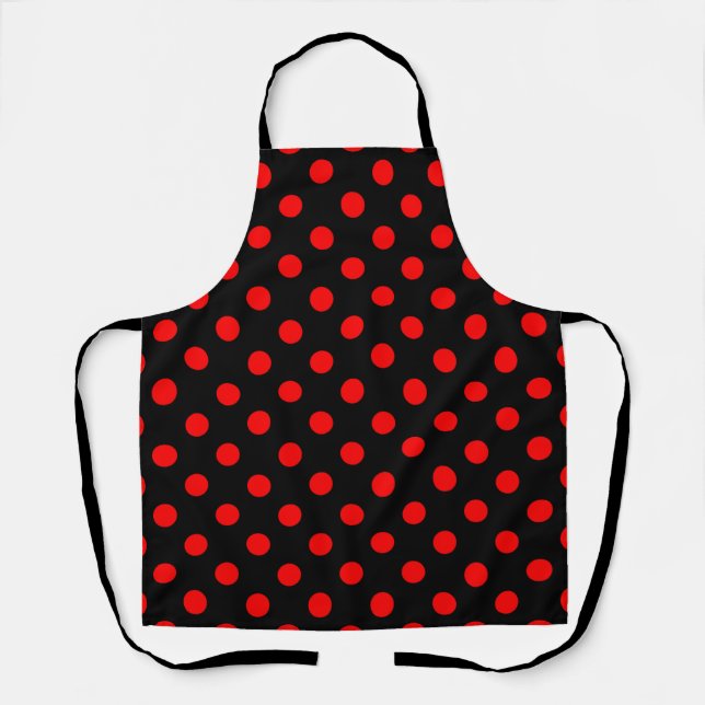 Black Red Polka Dots Design  Apron (Front)