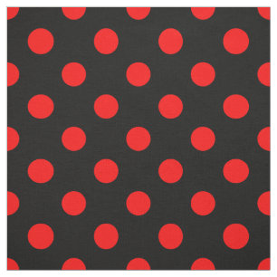 Black Red Polka Dots Design Fabric