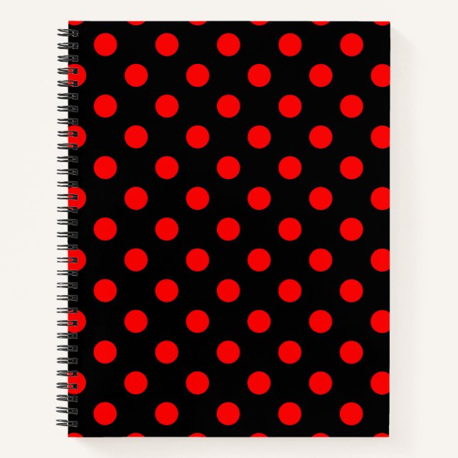 Black Red Polka Dots Design  Notebook (Front)