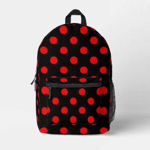 Black Red Polka Dots Design  Printed Backpack