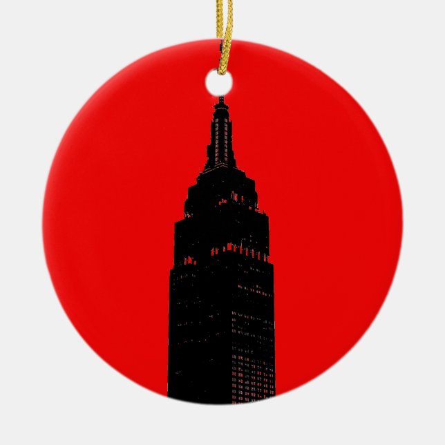 Black & Red Pop Art New York City Ceramic Ornament (Front)