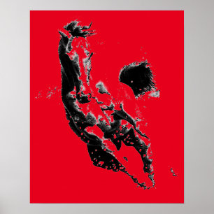Black Red Pop Art Running Horse Poster