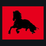 Black Red Pop Art Running Horse Silhouette Poster<br><div class="desc">Black Red Pop Art Running Horse Silhouette / Digital Animal / Horse Art - Horse Head Artwork</div>