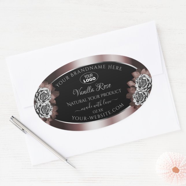 Black Red Product Labels Silver Frame Roses Logo (Envelope)