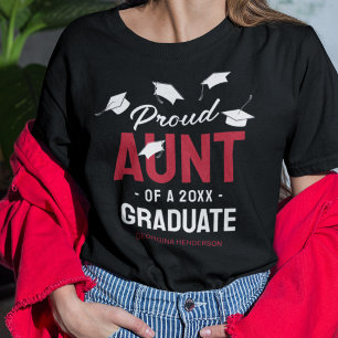 Black Red Proud Aunt 2025 Graduate T-Shirt