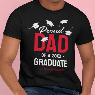 Black Red Proud Dad 2026 Graduate T-Shirt