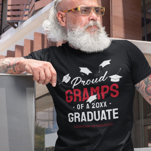 Black Red Proud Gramps 2025 Graduate T-Shirt