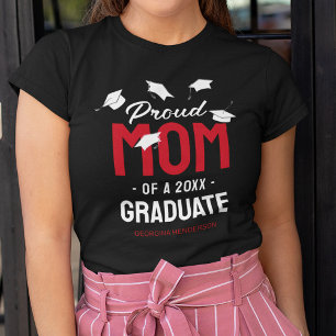 Black Red Proud Mum 2025 Graduate T-Shirt