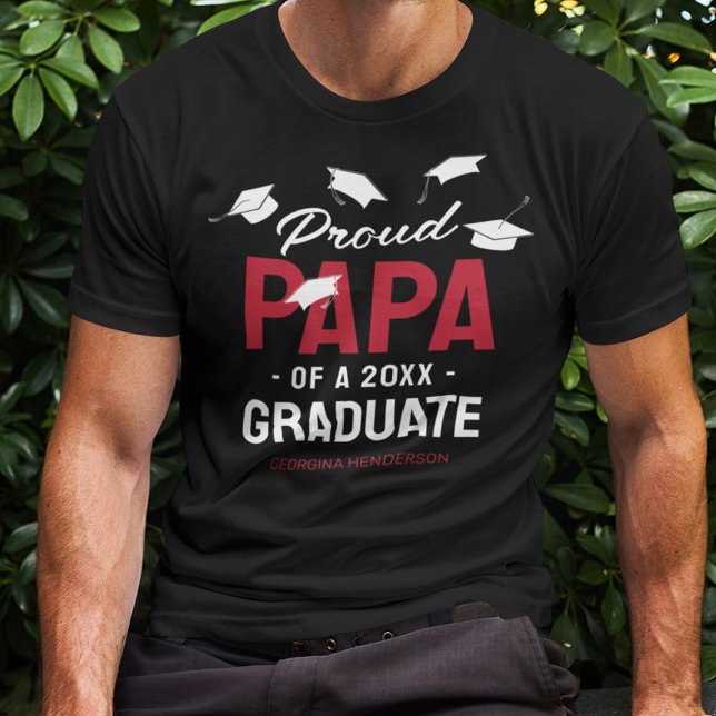 Black Red Proud Papa 2025 Graduate T-Shirt (Creator Uploaded)