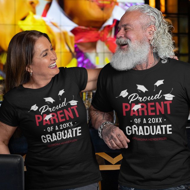 Black Red Proud Parent 2025 Graduate T-Shirt (Creator Uploaded)