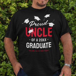 Black Red Proud Uncle 2025 Graduate T-Shirt