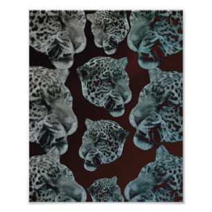 Black Red Psychedelic Leopard Heads Photo Print