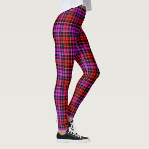 Black Red Purple Plaid Tartan Design Leggings