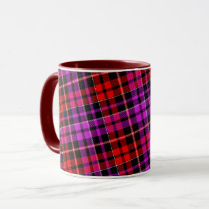 Black Red Purple Plaid Tartan Design  Mug