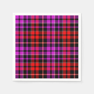 Black Red Purple Plaid Tartan Design  Napkin