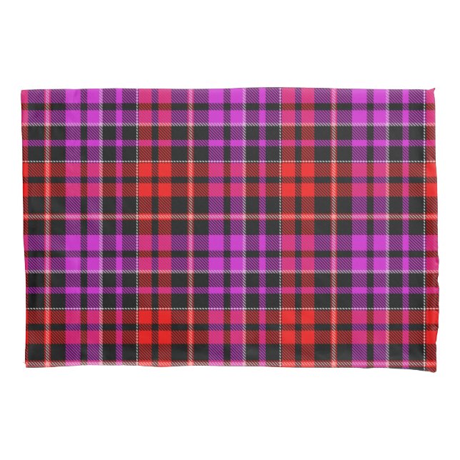 Black Red Purple Plaid Tartan Design  Pillowcase (Front)