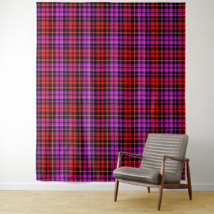 Black Red Purple Plaid Tartan Design Tapestry