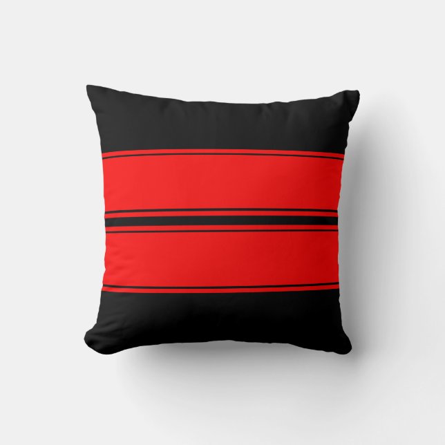 Black Red Race Stripes Add Text Throw Pillow (Front)