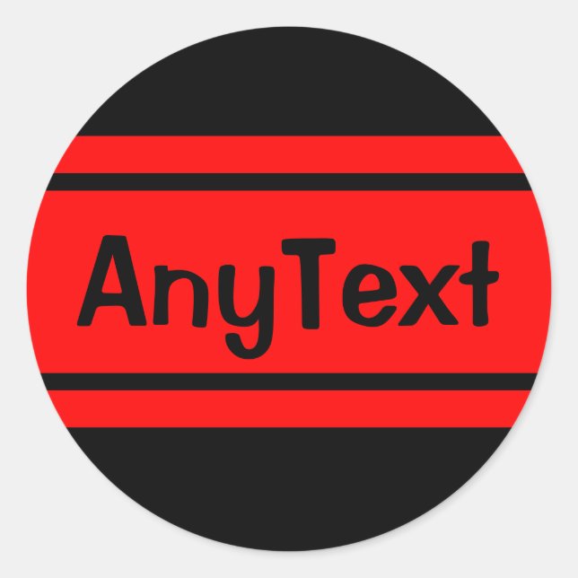 Black Red Race Stripes Any Text Sticker (Front)