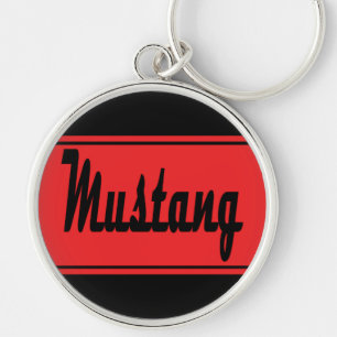 Black Red Racing Stripe Muscle Car Keychain