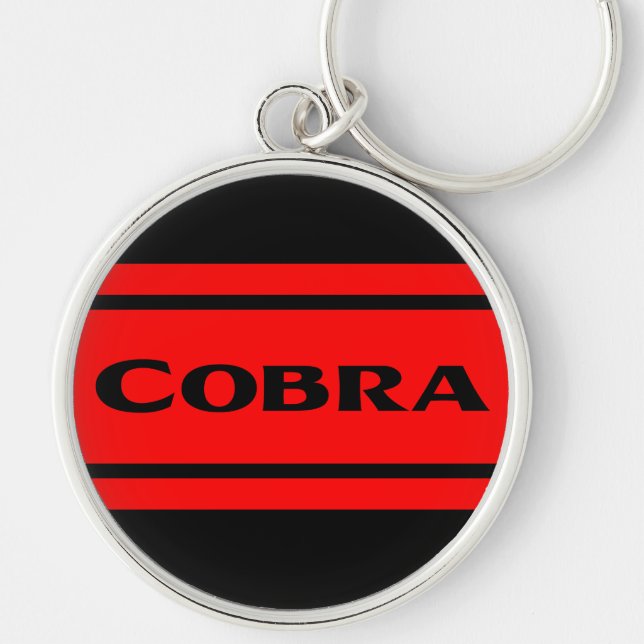 Black Red Racing Stripes Cobra Keychain (Front)