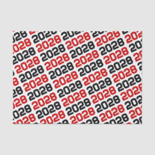 Black & Red Repeating Class Year Graduation Tissue Paper