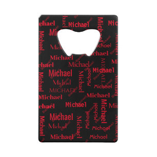 Black & Red Repeating First & Last Name Keychain B