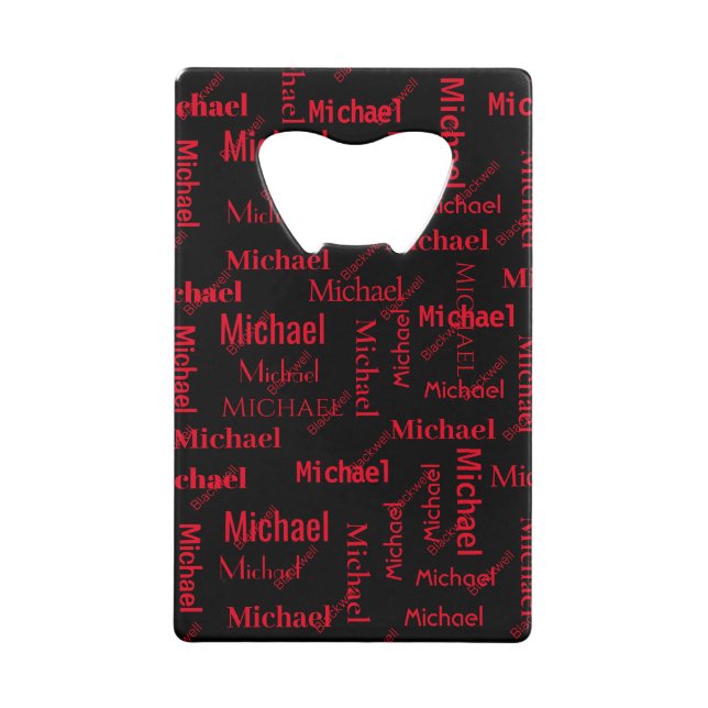 Black & Red Repeating First & Last Name Keychain B (Front)