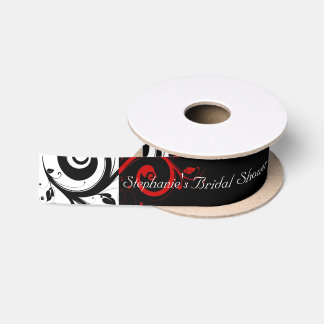 Black Red Reverse Swirl Wedding Bridal Shower Satin Ribbon