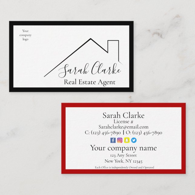 Black & Red Roof Top Business Card (Front/Back)