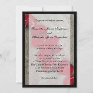 Black/ Red Rose Petals Beach Wedding Invitations