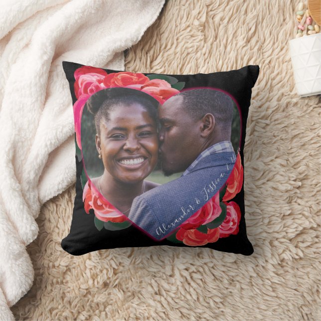 Black, Red Roses Romantic Valentine's Photo Pillow (Blanket)
