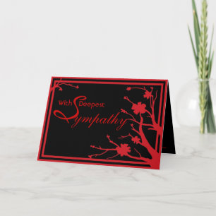 Black red simple floral design sympathy card