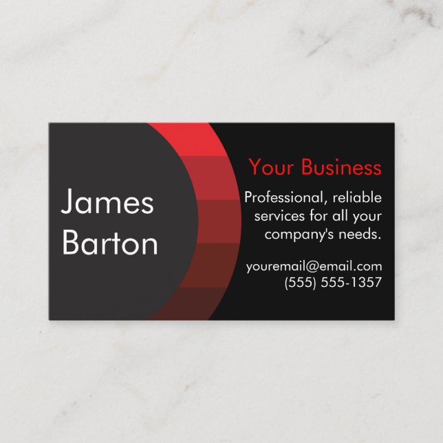 Black Red Simple Gradient Modern Professional Business Card (Front)