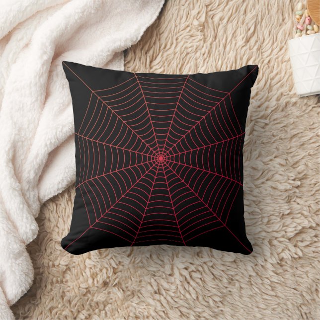 Black red spider web Halloween pattern Cushion (Blanket)