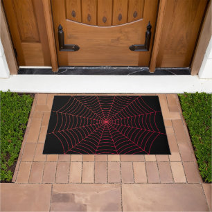 Black red spider web Halloween pattern Doormat