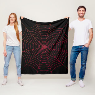Black red spider web Halloween pattern Fleece Blanket