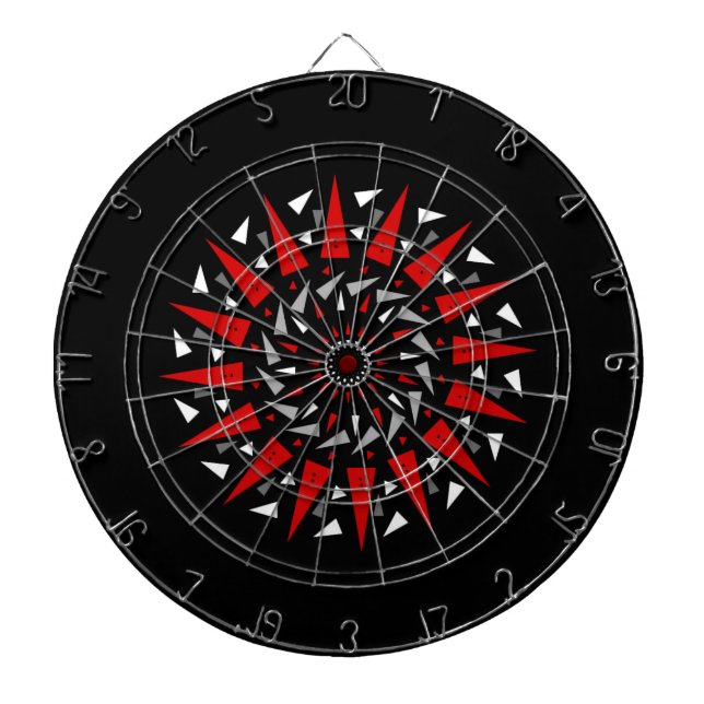 Black Red Spiked Spiral Design Dart Board (Front)