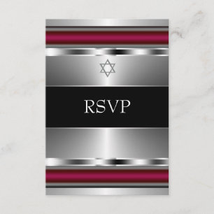 Black Red Star of David Bar Mitzvah RSVP