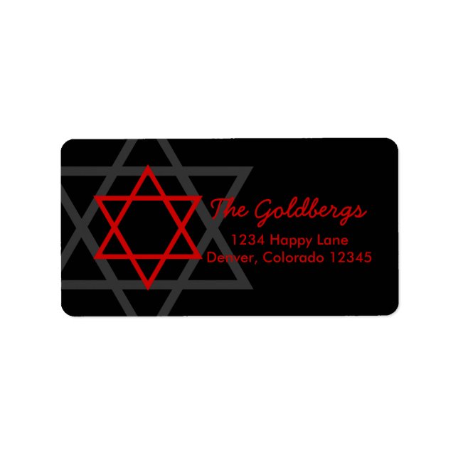 Black Red Star of David Return Address Label (Front)