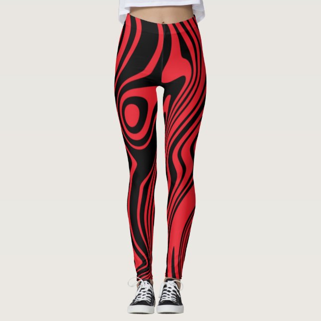 Black Red Stripe Leggings - Choose Colour (Front)