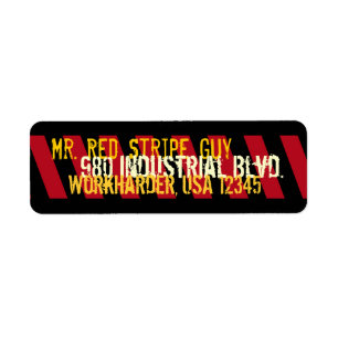 Black Red Striped Return Address Shipping Label