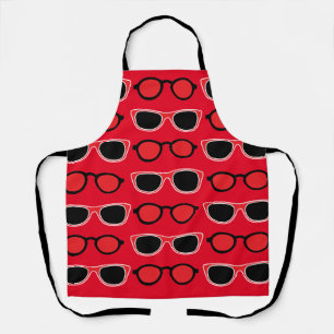 Black Red Sunglasses Pattern Apron