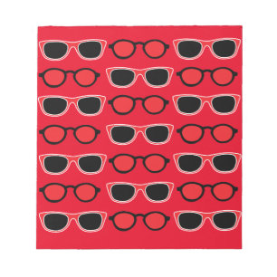 Black Red Sunglasses Pattern Notepad