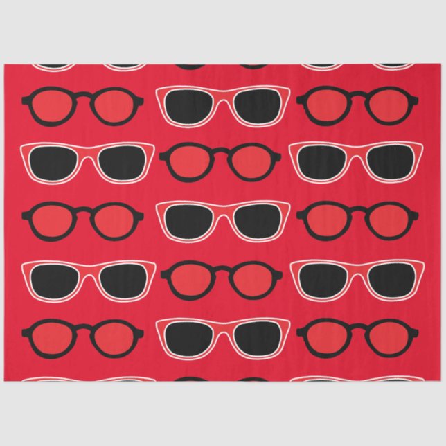 Black Red Sunglasses Pattern Tissue Paper (Front)