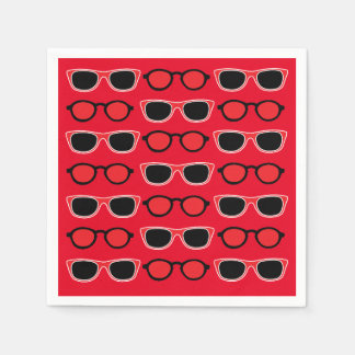 Black Red Sunglasses Summer Beach Pool Party Napkin