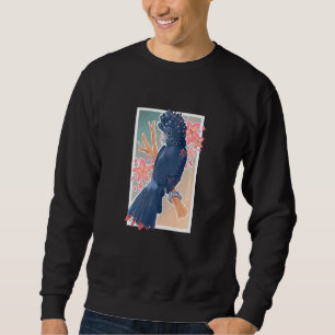 Black Red Tailed Cockatoo Parrot Bird with Plumeri Sweatshirt